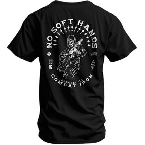 Combat Iron Men's Graphic T-Shirt | No Soft Hands, Reaper | Cotton-Poly Blend | Athletic Fit, Tagless Comfort in Saudi Arabia