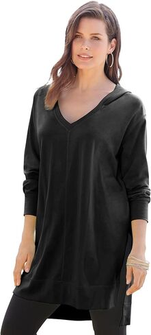 Roaman's Women's Plus Size French Terry Tunic Hoodie in Kuwait