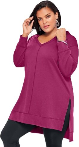 Roaman's Women's Plus Size French Terry Tunic Hoodie in Kuwait
