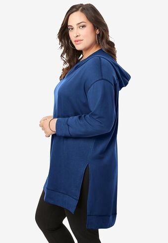 Roaman's Women's Plus Size French Terry Tunic Hoodie in Kuwait