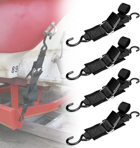 Boat Trailer Tie Downs Strap, Marine Transom Adjustable Quick Release Buckle Anti-Scratch Hooks for Pontoon Jet ski, 47" L (2 PCS) in Kuwait