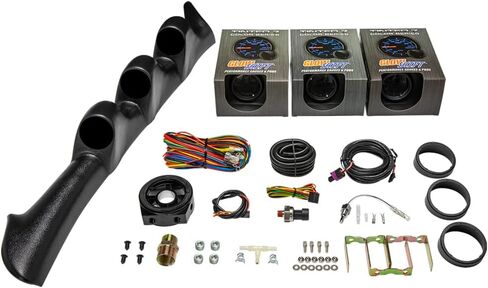 حزمة مقياس GlowShift متوافقة مع Ford Mustang 1994-2002 - ملون 7 ألوان 30 رطل/بوصة مربعة/فراغ ، 100 رطل واحد ضغط زيت و 300 ف ب. in Saudi Arabia