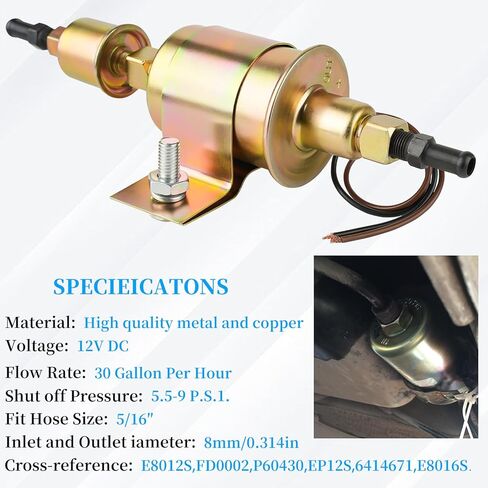 12V Universal Electric Fuel Pump 5-9 PSI 30GPH Gasoline and Diesel Fuel Transfer Pump for Carburetor Engine E8012S E8016S EP12S FD0002 P60430, 6414671 in Saudi Arabia