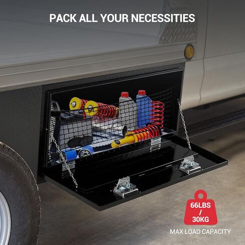Underbody Truck Box,36 Inch Pickup Storage Box,Heavy Duty Aluminum Diamond Plate Tool Boxes with Lock and Keys,Waterproof Trailer Storage Box with T-Handle Latch for Truck,Van,Trailer，Black in Saudi Arabia