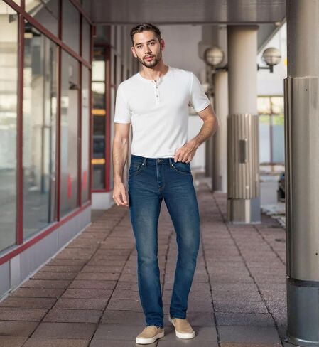 Ethanol Mens Super Comfy Straight Stretch Knit Jersey Denim Five Pocket Jean in Saudi Arabia
