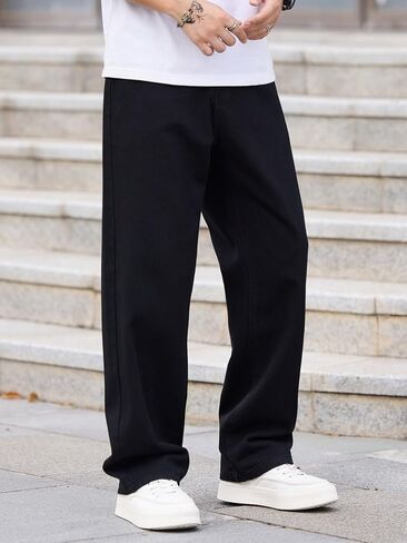 Mens Vintage Baggy Jeans Wide Leg Loose Fit Pants Y2k Hip Hop Trousers in Kuwait