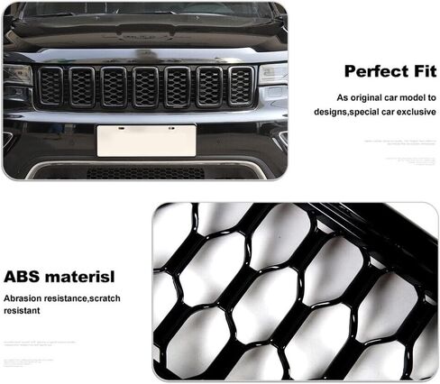 Car Front Prity Presper Grille لجيب Grand Cherokee 2017 2018 2018 2020 2021 Dech Mesh Mesh Grill Decor (Chrome) in Saudi Arabia