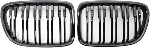 For E84 X1 18i 20i 25i 28i 2009-2015 1Pair Glossy Black Racing Grills Cover Double Line Car Front Bumper Kidney Grille in Saudi Arabia