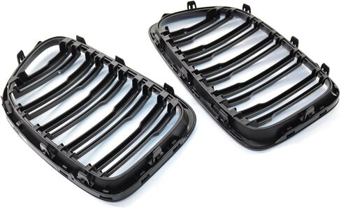 For E84 X1 18i 20i 25i 28i 2009-2015 1Pair Glossy Black Racing Grills Cover Double Line Car Front Bumper Kidney Grille in Saudi Arabia