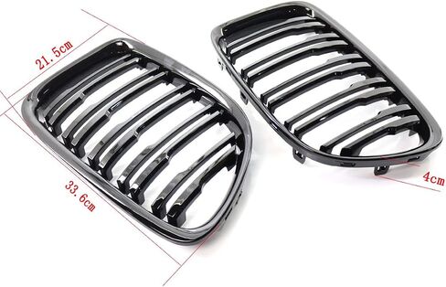 For E84 X1 18i 20i 25i 28i 2009-2015 1Pair Glossy Black Racing Grills Cover Double Line Car Front Bumper Kidney Grille in Saudi Arabia