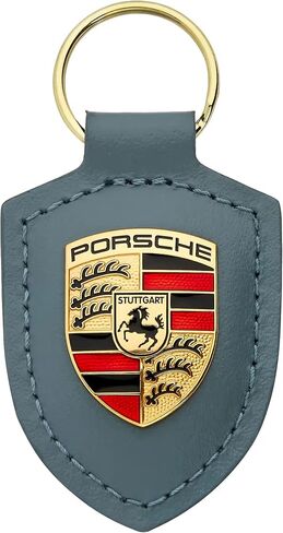 Porsche Leather Key Chain in Shore Blue, With Crest in Saudi Arabia