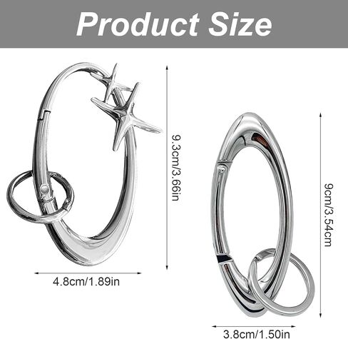 2 Pack Star Carabiner Y2K Keychain, Extra-Large Cute Cool Carabiner Star, Trendy Chrome Keychain Y2K Style in Kuwait