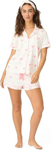 PJ Salvage Women's Tini Time 2 قطعة قصيرة الأكمام بيجاما مجموعة مع عقال in Saudi Arabia