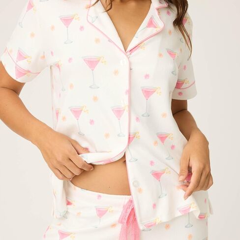 PJ Salvage Women's Tini Time 2 قطعة قصيرة الأكمام بيجاما مجموعة مع عقال in Saudi Arabia