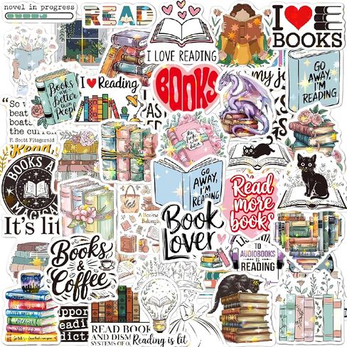 50 Pcs Book Stickers for Kindle/Books/Water Bottles/Laptop-Book Lover Reading Stickers Accessories Gifts Bookish for Teens Adults Teachers Students Waterproof, Bookish Matte Finish in Saudi Arabia