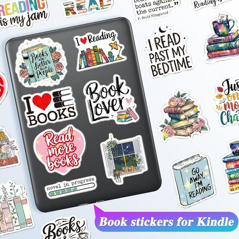 50 Pcs Book Stickers for Kindle/Books/Water Bottles/Laptop-Book Lover Reading Stickers Accessories Gifts Bookish for Teens Adults Teachers Students Waterproof, Bookish Matte Finish in Saudi Arabia