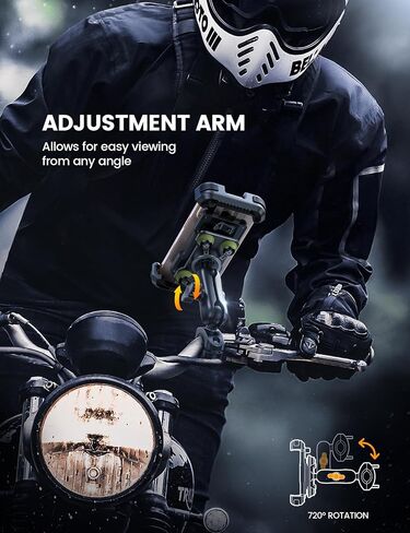 Lamicall Motorcycle Phone Mount Holder - [Dual Vibration Dampener] [720° Adjustment Arm] Motorcycle Cell Phone Holder, Bike Handlebar Phone Mount, for iPhone 16/15/ 14/13 Pro Max, 4.7-6.7" Phones in Kuwait