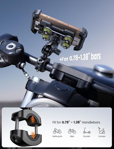 Lamicall Motorcycle Phone Mount Holder - [Dual Vibration Dampener] [720° Adjustment Arm] Motorcycle Cell Phone Holder, Bike Handlebar Phone Mount, for iPhone 16/15/ 14/13 Pro Max, 4.7-6.7" Phones in Kuwait