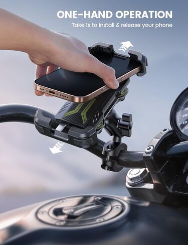Lamicall Motorcycle Phone Mount Holder - [Dual Vibration Dampener] [720° Adjustment Arm] Motorcycle Cell Phone Holder, Bike Handlebar Phone Mount, for iPhone 16/15/ 14/13 Pro Max, 4.7-6.7" Phones in Kuwait