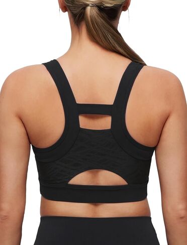 Yvette Elegant Mesh Back Yoga Bra Racerback Light Support Padded Wireless Bra Full Coverage Cropped Tank Top in Saudi Arabia