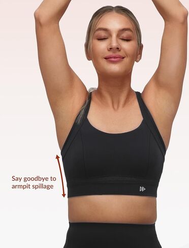 Yvette Elegant Mesh Back Yoga Bra Racerback Light Support Padded Wireless Bra Full Coverage Cropped Tank Top in Saudi Arabia