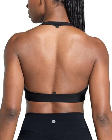 QUEENIEKE Halter Neck Sports Bra for Women, Yoga Crop Top with Removable Pads, Open Back V Neck Bra Light Support in Saudi Arabia