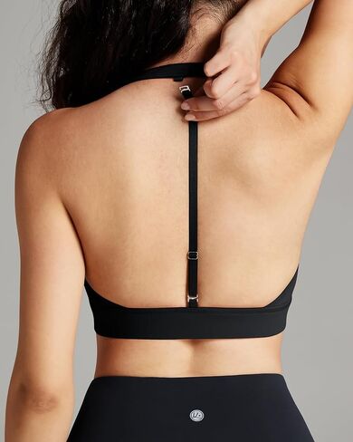 QUEENIEKE Halter Neck Sports Bra for Women, Yoga Crop Top with Removable Pads, Open Back V Neck Bra Light Support in Saudi Arabia