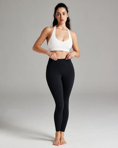 QUEENIEKE Halter Neck Sports Bra for Women, Yoga Crop Top with Removable Pads, Open Back V Neck Bra Light Support in Saudi Arabia