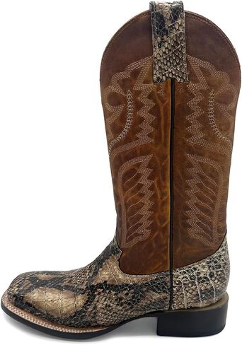 Mens Exotic Python Snake Print Square Toe Leather Cowboy Boots in Saudi Arabia