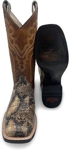 Mens Exotic Python Snake Print Square Toe Leather Cowboy Boots in Saudi Arabia