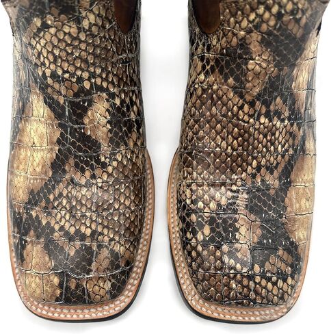 Mens Exotic Python Snake Print Square Toe Leather Cowboy Boots in Saudi Arabia