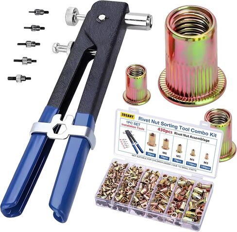 Rivet Nut Tool Adapter for Cordless Drill Electric Rivet Gun Kit with 5 Metric and 13 Mandrels and 290Pcs Assorted Rivet Nuts, Rugged Carrying Case in Kuwait
