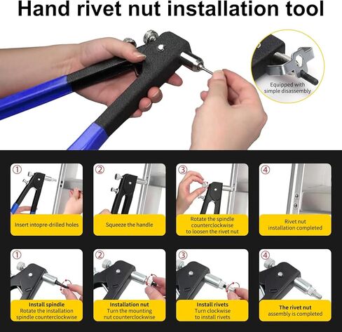 Rivet Nut Tool Adapter for Cordless Drill Electric Rivet Gun Kit with 5 Metric and 13 Mandrels and 290Pcs Assorted Rivet Nuts, Rugged Carrying Case in Kuwait