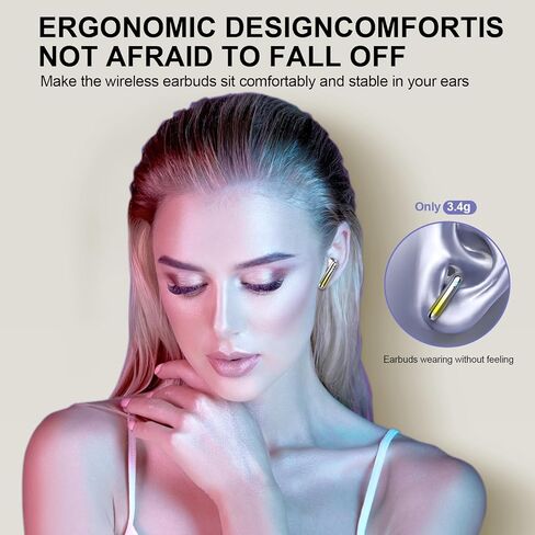 Wireless Earbuds 2024 Bluetooth 5.3 Headphones with 4 Mic HiFi Stereo Sound, Wireless Earphones with Dual LED Display Touch Control, IPX7 Waterproof 40H Playtime Ear Buds for iOS Android, Yellow in Saudi Arabia