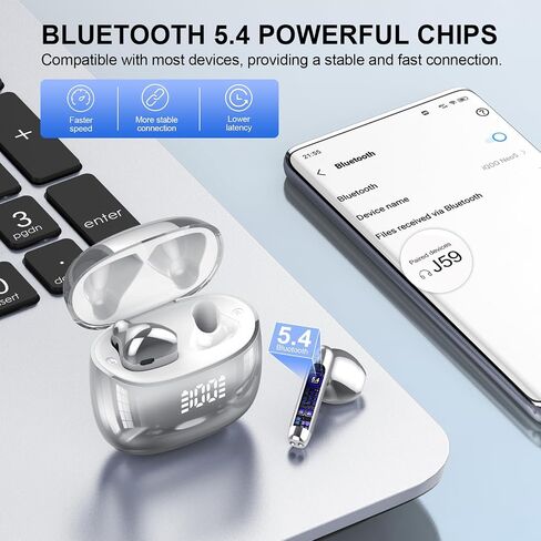 Wireless Earbuds 2024 Bluetooth 5.3 Headphones with 4 Mic HiFi Stereo Sound, Wireless Earphones with Dual LED Display Touch Control, IPX7 Waterproof 40H Playtime Ear Buds for iOS Android, Yellow in Saudi Arabia