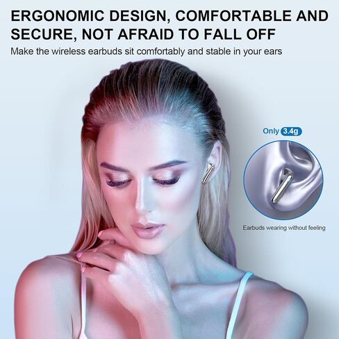 Wireless Earbuds 2024 Bluetooth 5.3 Headphones with 4 Mic HiFi Stereo Sound, Wireless Earphones with Dual LED Display Touch Control, IPX7 Waterproof 40H Playtime Ear Buds for iOS Android, Yellow in Saudi Arabia