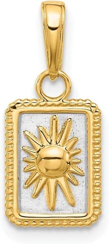 Diamond2Deal 14k Yellow Gold and White Rhodium Sun in Frame Charm Pendant (L- 19.5mm,W- 8.4mm) in Saudi Arabia