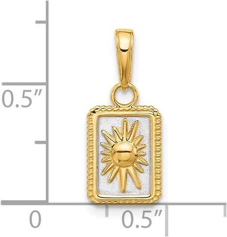 Diamond2Deal 14k Yellow Gold and White Rhodium Sun in Frame Charm Pendant (L- 19.5mm,W- 8.4mm) in Saudi Arabia