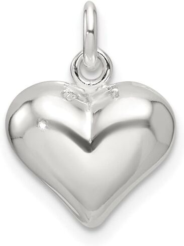 Diamond2Deal Sterling Silver Polished Puffed Heart Pendant in Saudi Arabia
