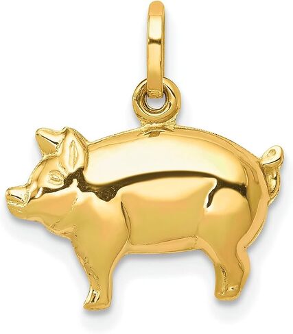 14K Yellow Gold Pig Charm Farm Animal Pendant Jewelry in Saudi Arabia