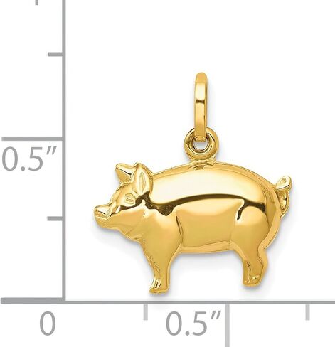 14K Yellow Gold Pig Charm Farm Animal Pendant Jewelry in Saudi Arabia