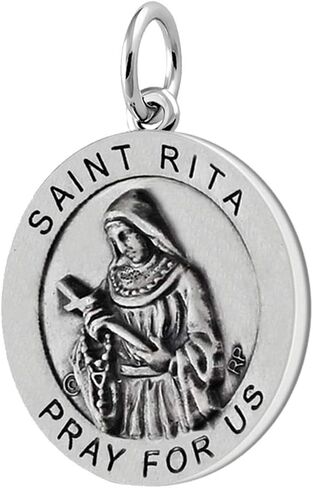 US Jewels Ladies 925 Sterling Silver Saint Rita Medal Pendant ، 18.5mm in Saudi Arabia