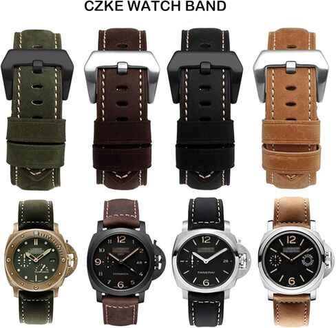 20mm 22mm 24mm 26mm Genuine Leather Retro Man Watch Band for Panerai PAM111 441 Cowhide Watchband Wrist Strap (Color : Light Brown Silver, Size : 22mm) in Saudi Arabia