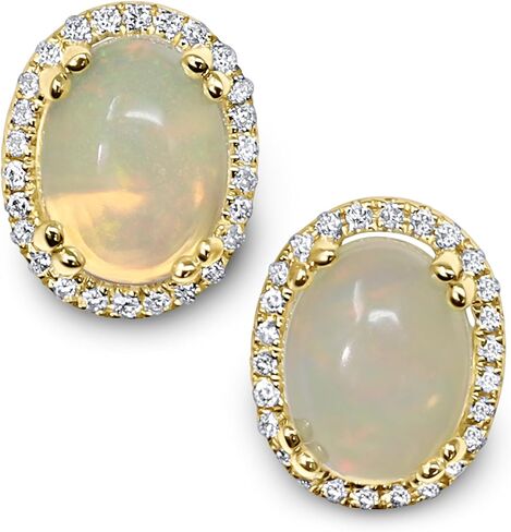 14K Gold Genuine African Opal 1-1/2 Ct with Diamonds Earrings in Saudi Arabia