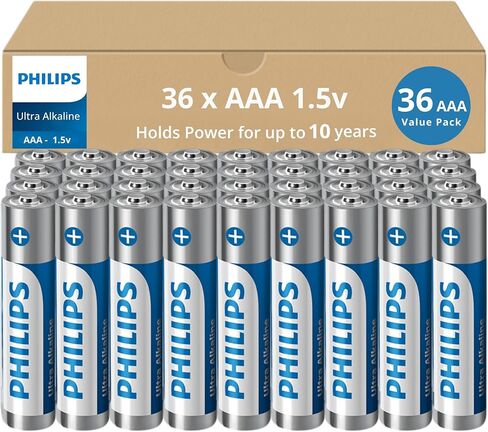 PHILIPS AAA Batteries, Ultra Alkaline Triple AAA Batteries 12 Pack, 1.5v Batteries AAA Size Pack, Ultimate Long-Lasting Power for High-Drain Devices, 10-Year Shelf Life, Durable Leak-Proof Design. in Saudi Arabia