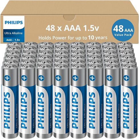 PHILIPS AAA Batteries, Ultra Alkaline Triple AAA Batteries 12 Pack, 1.5v Batteries AAA Size Pack, Ultimate Long-Lasting Power for High-Drain Devices, 10-Year Shelf Life, Durable Leak-Proof Design. in Saudi Arabia