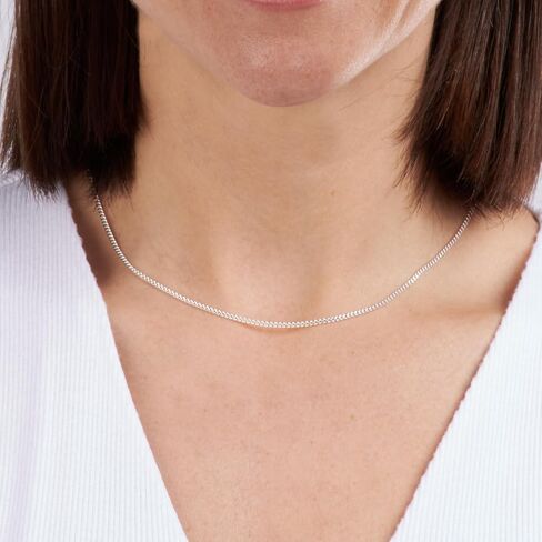 Kezef 2mm 925 Sterling Silver Chain Necklace Men - Curb Diamond Cut -chain chain chain men yeary in 18 kt gold ، rose gold ، netclace - made in italy stail in Kuwait