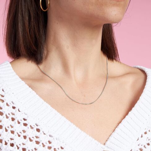 Kezef 2mm 925 Sterling Silver Chain Necklace Men - Curb Diamond Cut -chain chain chain men yeary in 18 kt gold ، rose gold ، netclace - made in italy stail in Kuwait