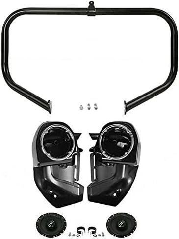 TCMT Highway Engine Guard Crash Bar Lower Vented Leg Fairing with 6.5" Speaker Pods Fit For Harley Touring Road King Road Glide CVO Street Glide 2009-2013 in Saudi Arabia