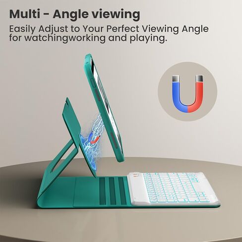 حالة لوحة المفاتيح لـ iPad 9.7 6th 2018/ 5th Gen 2017/ Air 2-7 لوحة مفاتيح اللاسلكية اللاسلكية - غطاء الورقة النحيفة القابلة للفصل مع حامل قلم رصاص (أسود) in Kuwait